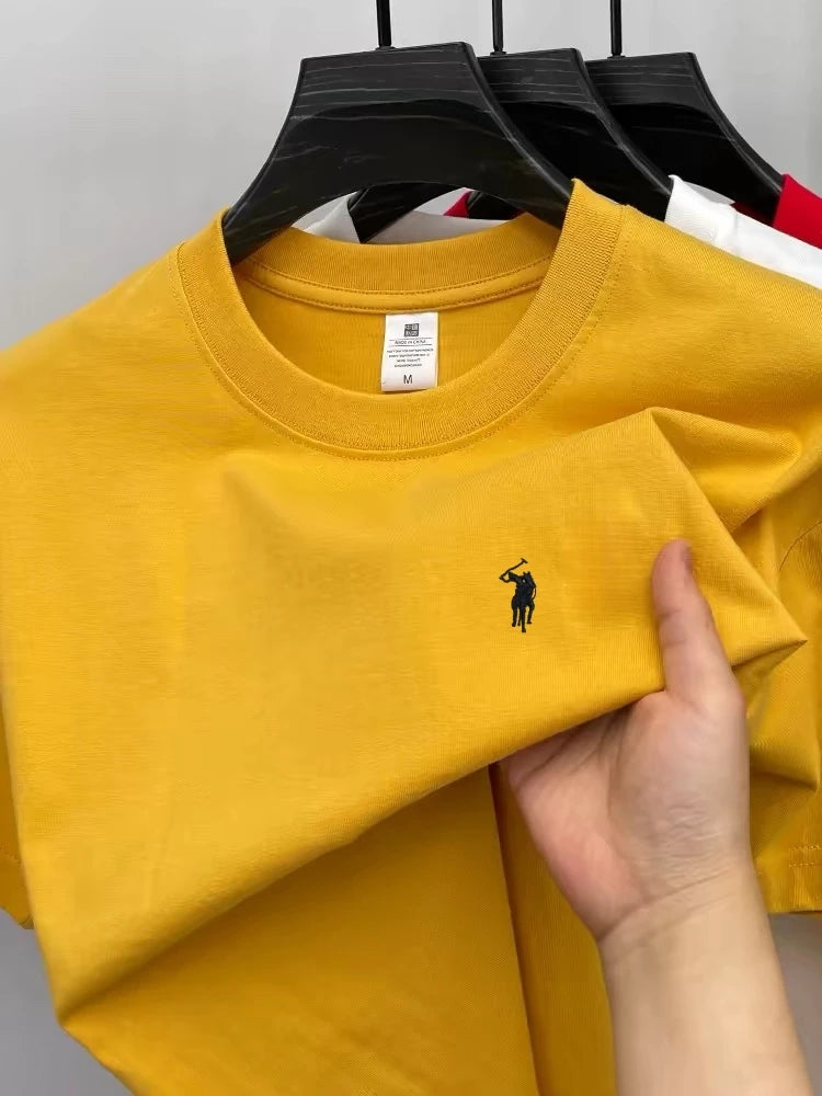 100% cotton high-end short sleeve T-shirt summer designer brand pony embroidery round neck top fashion casual golf men's wear