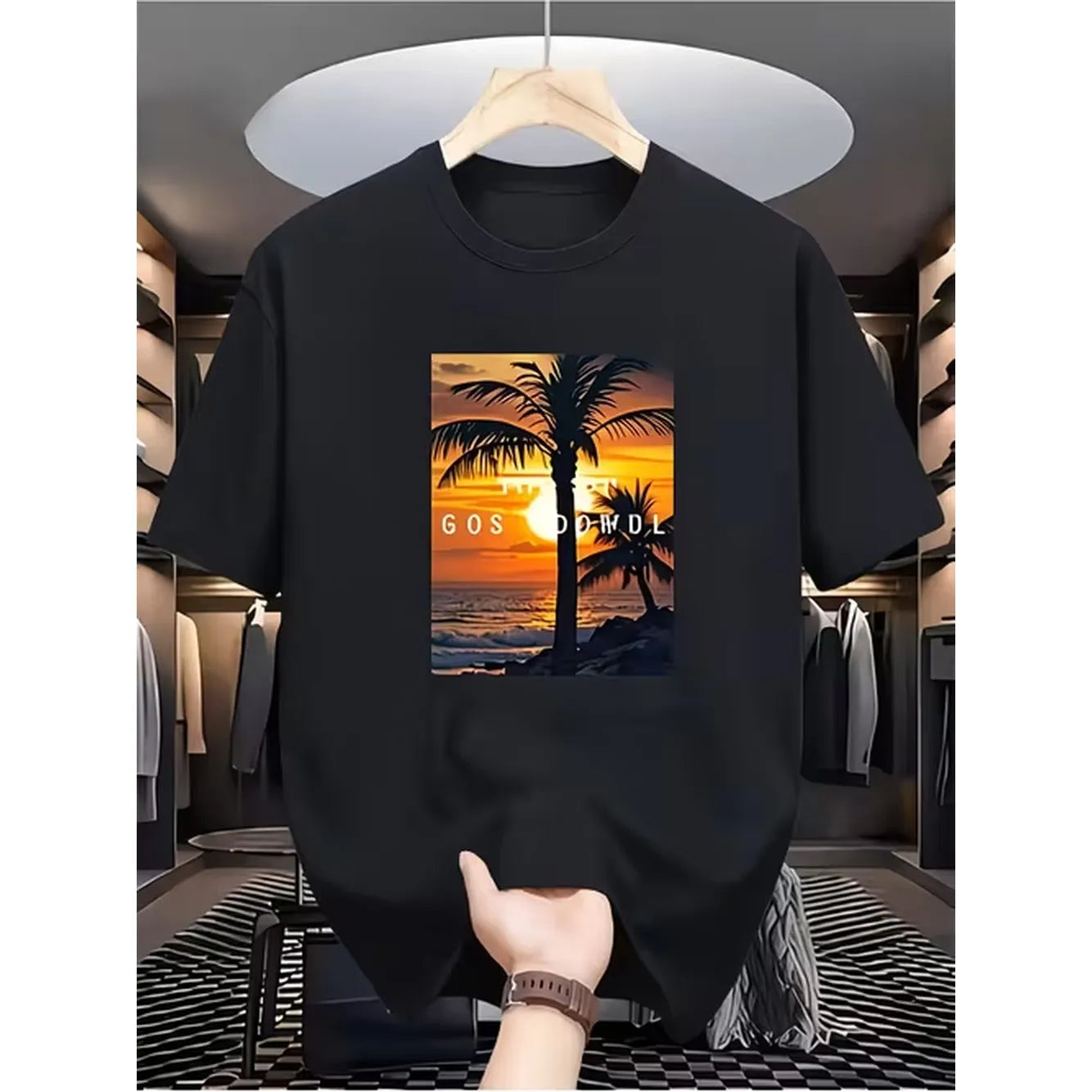 Product Image Unisex Same Style Black With Printed T-shirt Soft Breathable Crew Neck Short Sleeve Slim Fit Casual Shirt White And Printed Unisex e