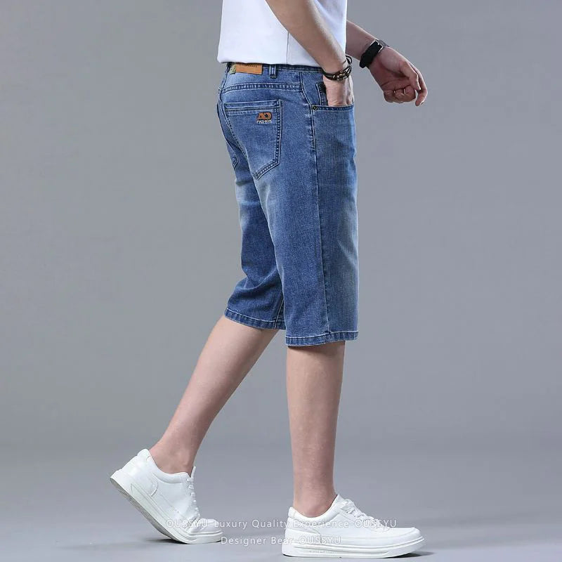 Designer Bear Men's Summer Denim Shorts – Korean Style Straight Washed Jorts 2026: Denim Shorts, Washed Jeans Short, Korean Style, Jorts, Bermuda Pants