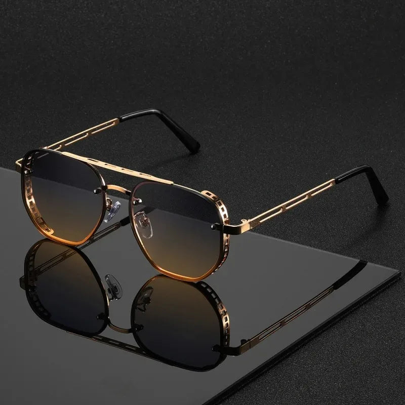 Classic and fashionable double-beam metal sunglasses, high-end, simple and versatile Sun Glasses for Man Women