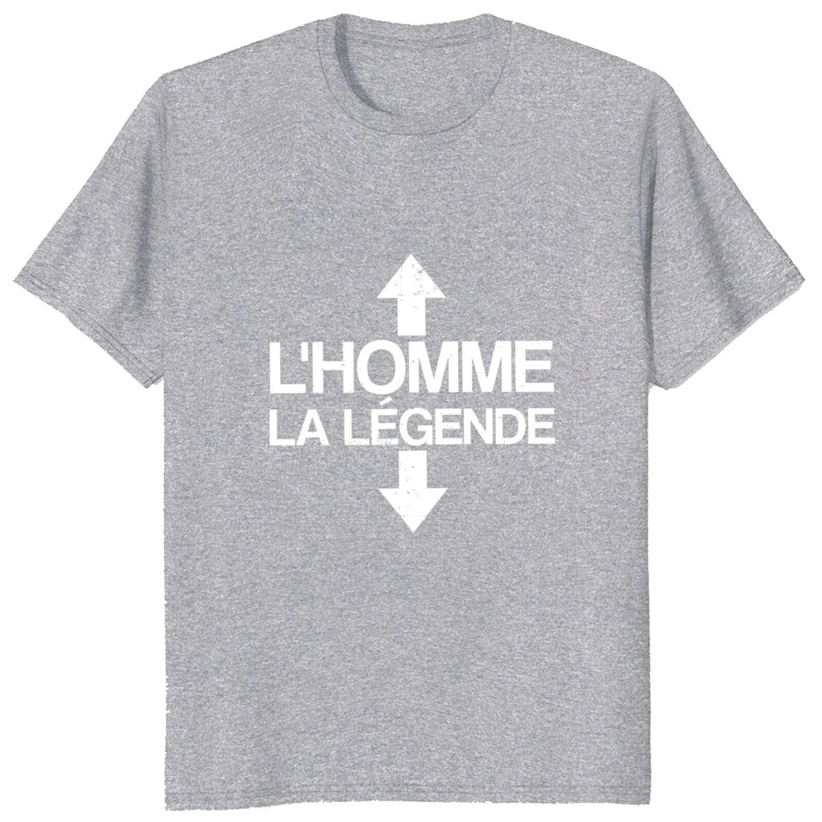 L'homme La Légende French Tee T Shirt Men Women Short Sleeve Double Arrow Distressed Letter Graphic Crew Neck Cotton Casual Tee