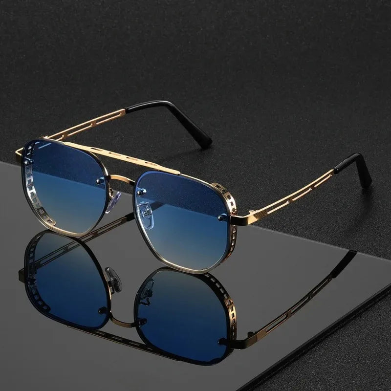 Classic and fashionable double-beam metal sunglasses, high-end, simple and versatile Sun Glasses for Man Women