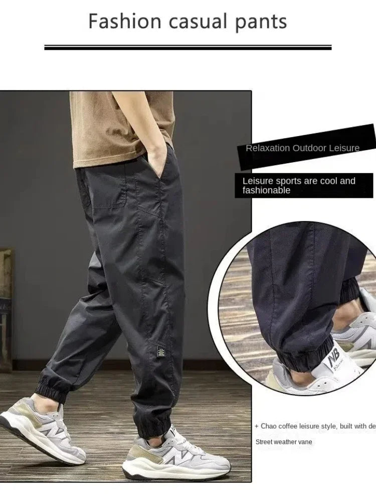 Men's Summer Ice Silk Casual Pants – Loose Fit Quick-Dry Ankle-Length Sports Trousers: Ice Silk Casual Pants, Loose Fit, Quick-Dry, Ankle-Length Trousers)