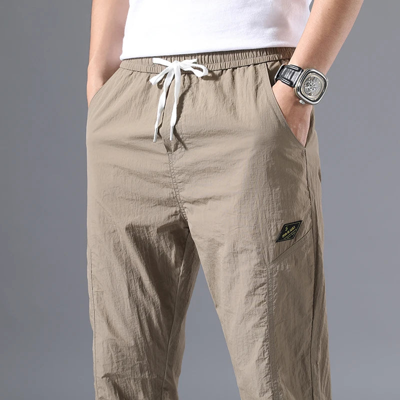 Men's Wrinkled Fabric Harem Pants – Loose Tapered Quick-Dry Summer City Boy Trousers  2026: Wrinkled Fabric, Harem Pants, Loose Tapered, Quick-Dry, City Boy Trousers)
