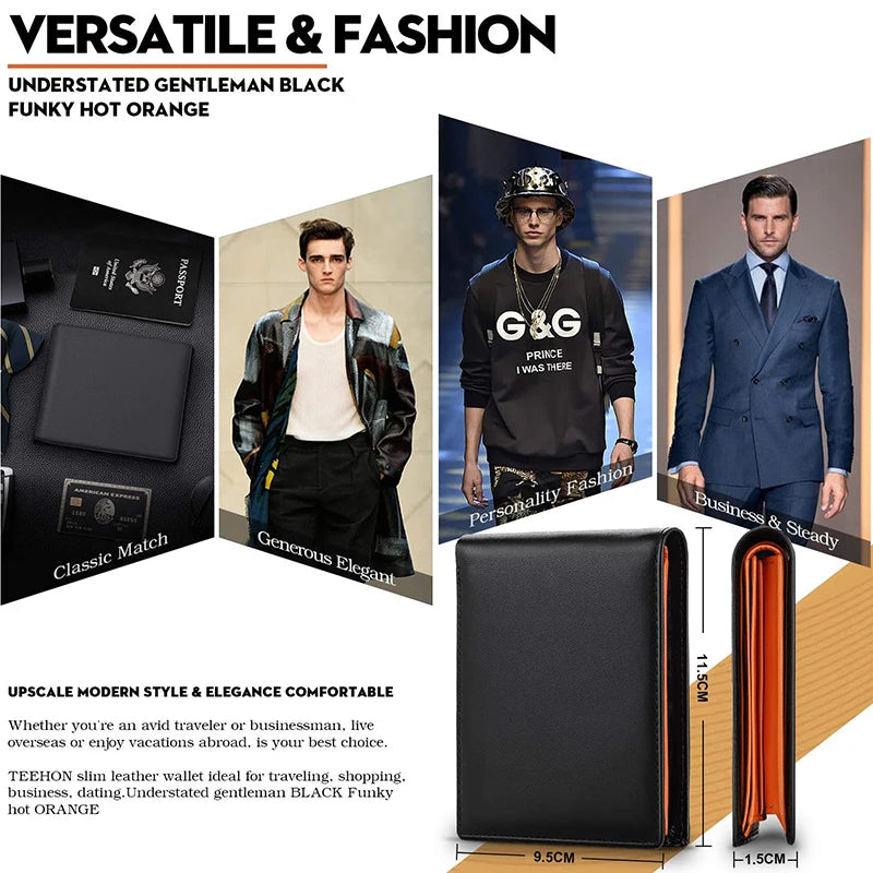 Wallets Mens Slim RFID Blocking with Coin Pocket  2 Banknote Compartments 10 Credit Card Holders Wallet for Men