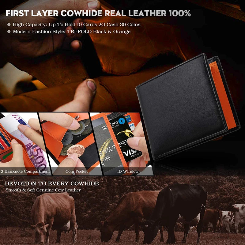 Wallets Mens Slim RFID Blocking with Coin Pocket  2 Banknote Compartments 10 Credit Card Holders Wallet for Men