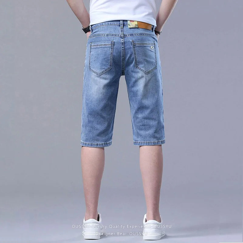 Designer Bear Men's Summer Denim Shorts – Korean Style Straight Washed Jorts 2026: Denim Shorts, Washed Jeans Short, Korean Style, Jorts, Bermuda Pants