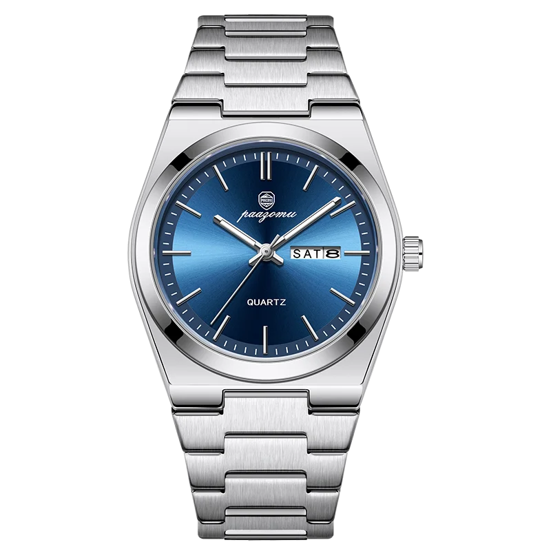 PAAZOMU Luxury Quartz Man Wristwatch Sport Men Watches Waterproof Luminous Date Week Stainless Steel Men's Watch Male Reloj+box