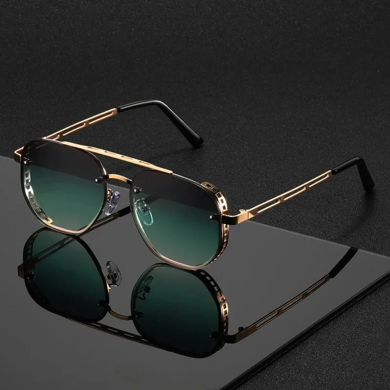 Classic and fashionable double-beam metal sunglasses, high-end, simple and versatile Sun Glasses for Man Women