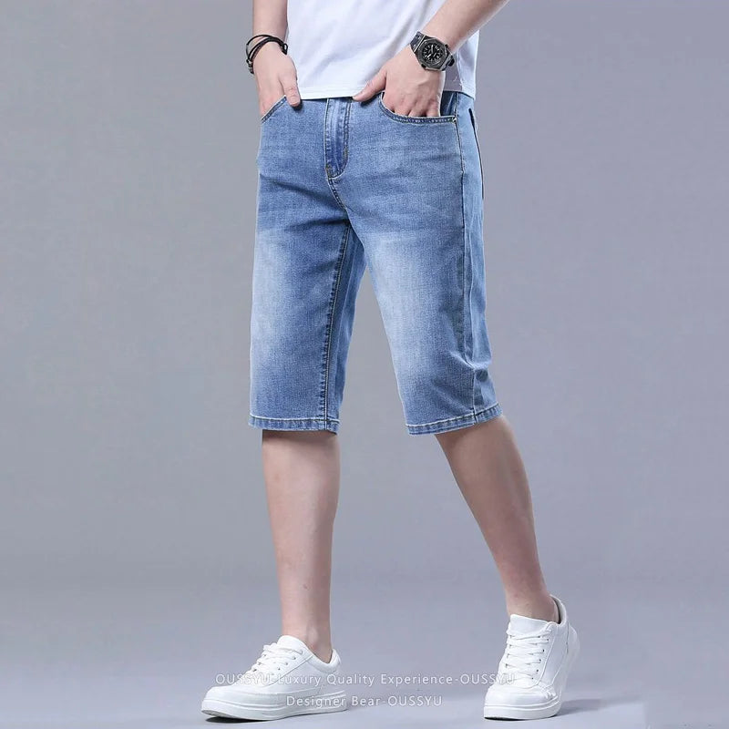 Designer Bear Men's Summer Denim Shorts – Korean Style Straight Washed Jorts 2026: Denim Shorts, Washed Jeans Short, Korean Style, Jorts, Bermuda Pants