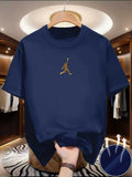 Men's T‑Shirt Minimalist Golden Jumpman Basketball Graphic Print 100% Cotton Loose Casual Streetwear Hip Hop Short Sleeve Tees