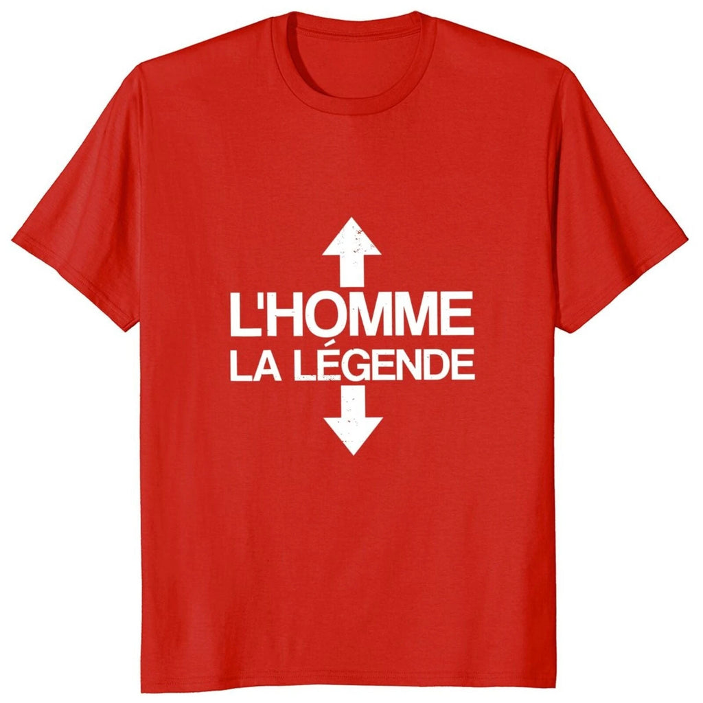 L'homme La Légende French Tee T Shirt Men Women Short Sleeve Double Arrow Distressed Letter Graphic Crew Neck Cotton Casual Tee