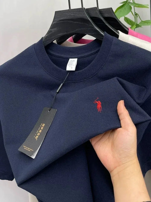 100% cotton high-end short sleeve T-shirt summer designer brand pony embroidery round neck top fashion casual golf men's wear