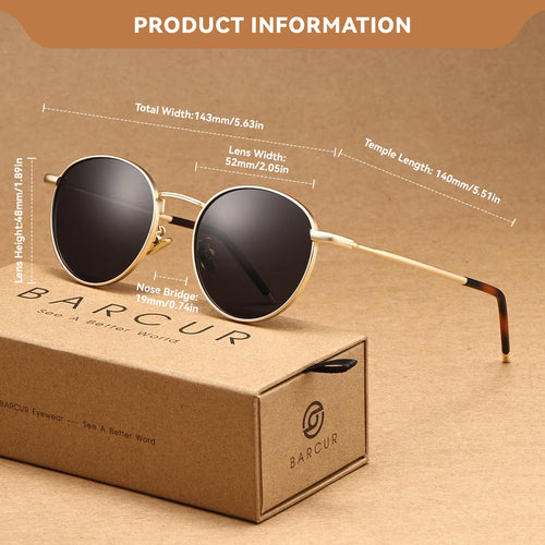 BARCUR polarized Sunglasses, Made Of stainless Material Lightweight Sunglasses for outdoor activities and travel without burden