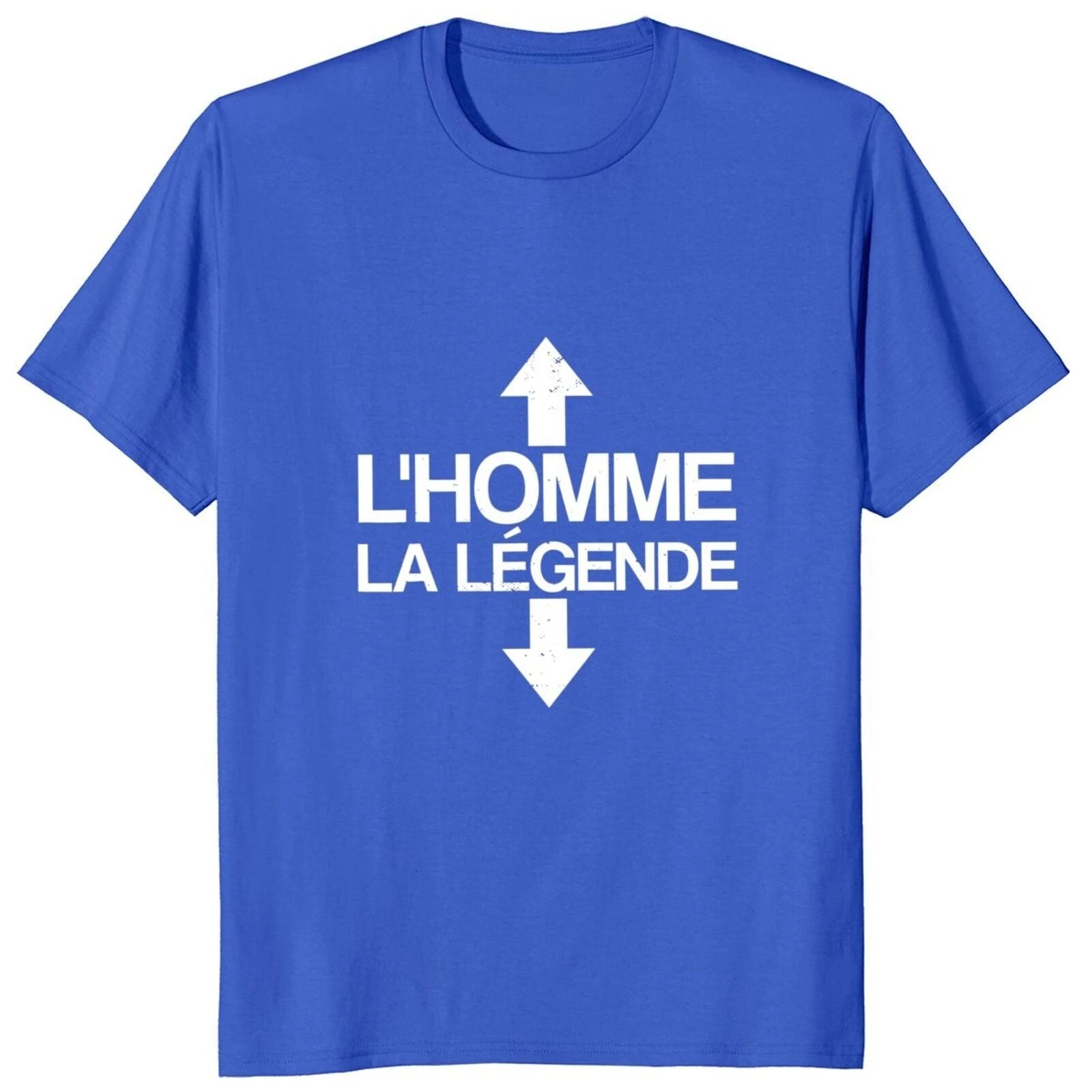 L'homme La Légende French Tee T Shirt Men Women Short Sleeve Double Arrow Distressed Letter Graphic Crew Neck Cotton Casual Tee