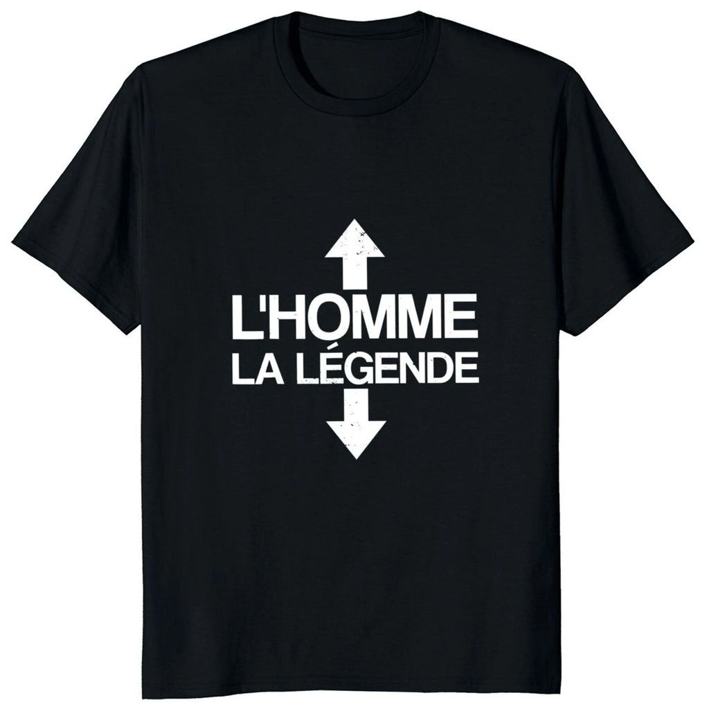 L'homme La Légende French Tee T Shirt Men Women Short Sleeve Double Arrow Distressed Letter Graphic Crew Neck Cotton Casual Tee